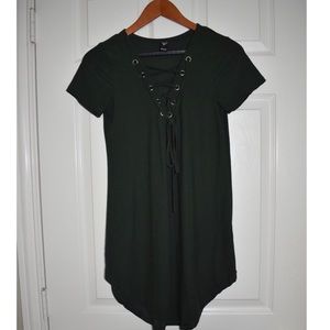 Deep Green Lace Up Dress. XS
